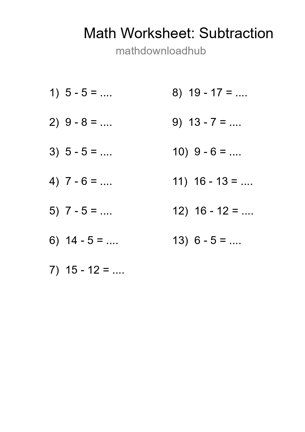 Free 13 Subtraction Math Worksheet For Grade 2 With Answers - Part 228