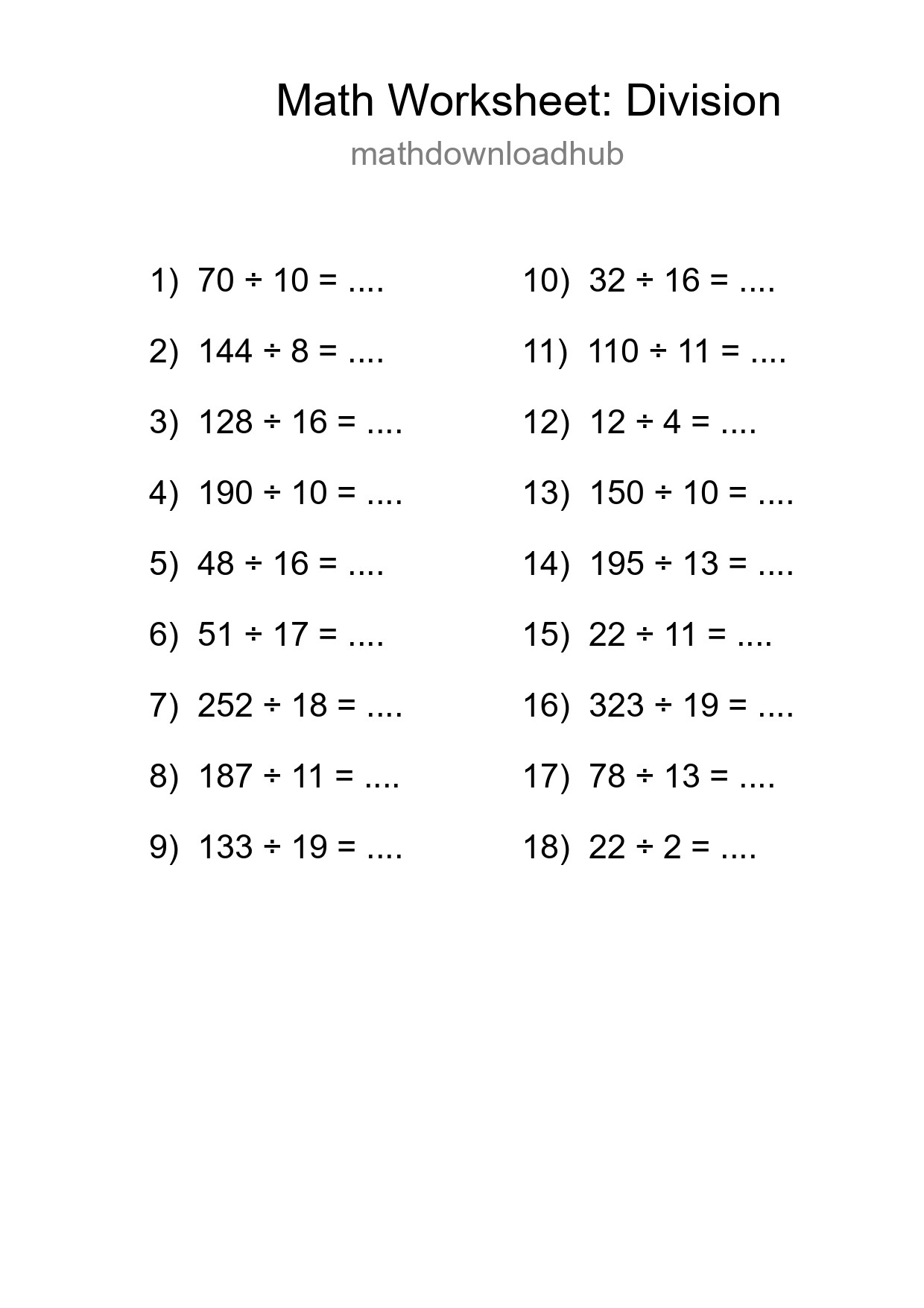 Free 18 Division Math Worksheet For Grade 2 With Answers - Part 202