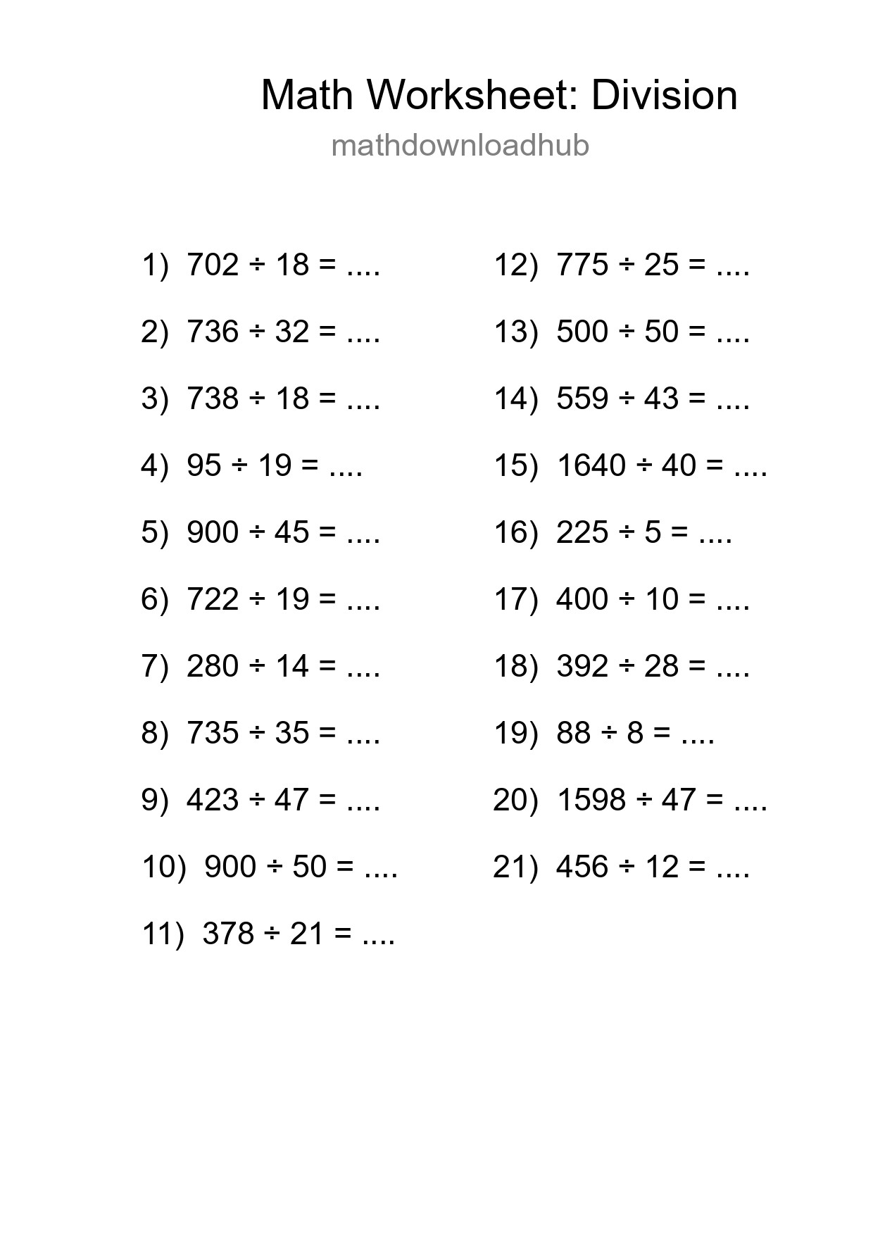 Free 21 Division Math Worksheet For Grade 2 - Part 92