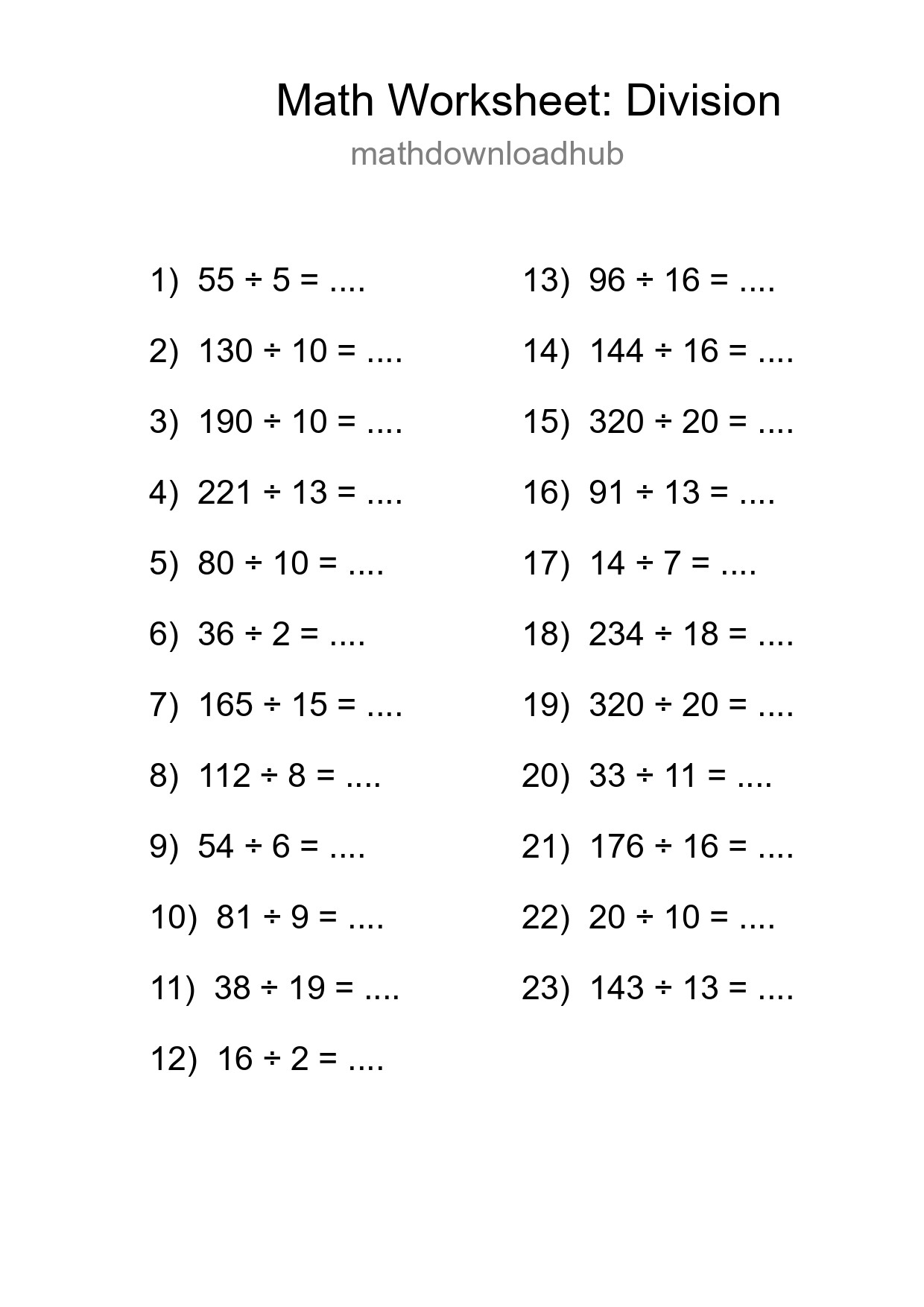 Free 23 Division Math Worksheet For Grade 2 - Part 48