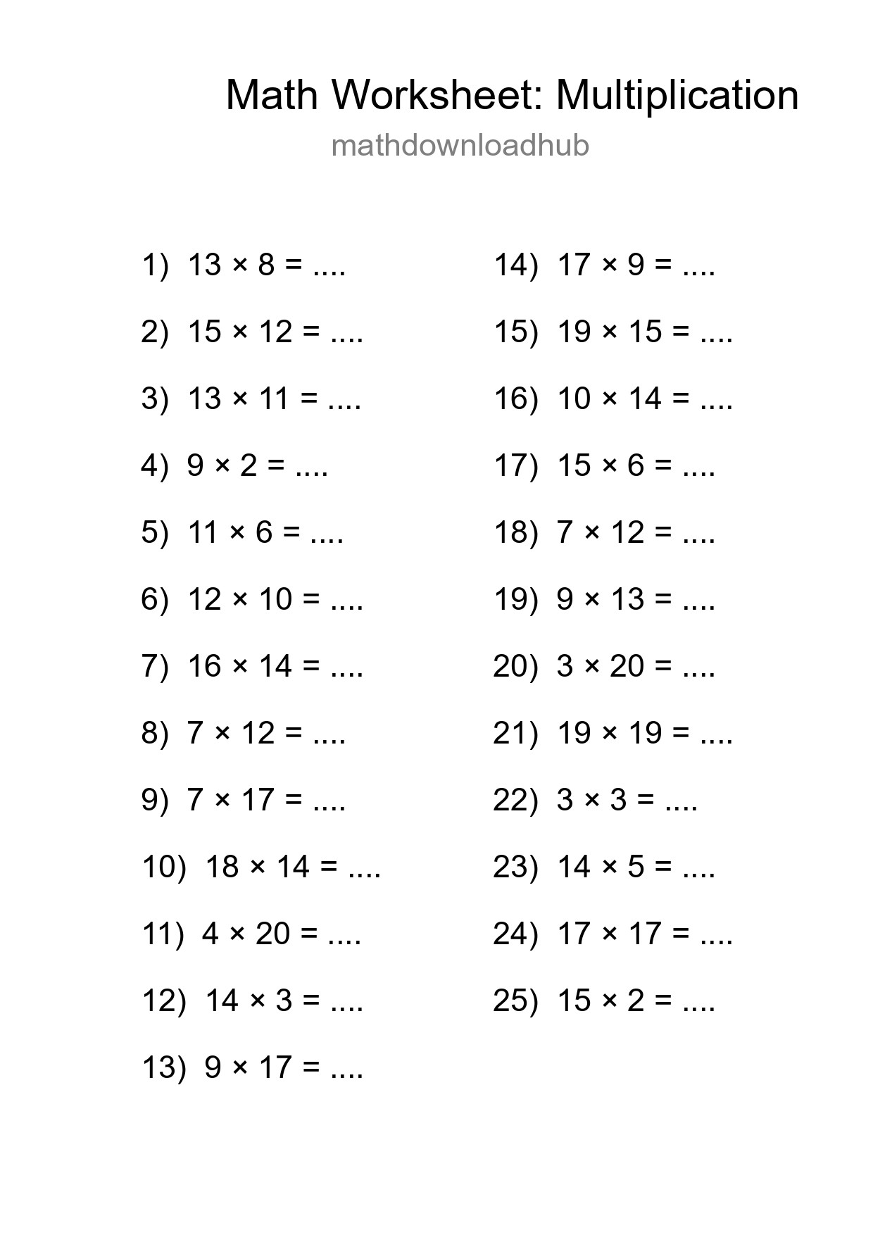 Free 25 Multiplication Math Worksheet For Grade 2 - Part 249