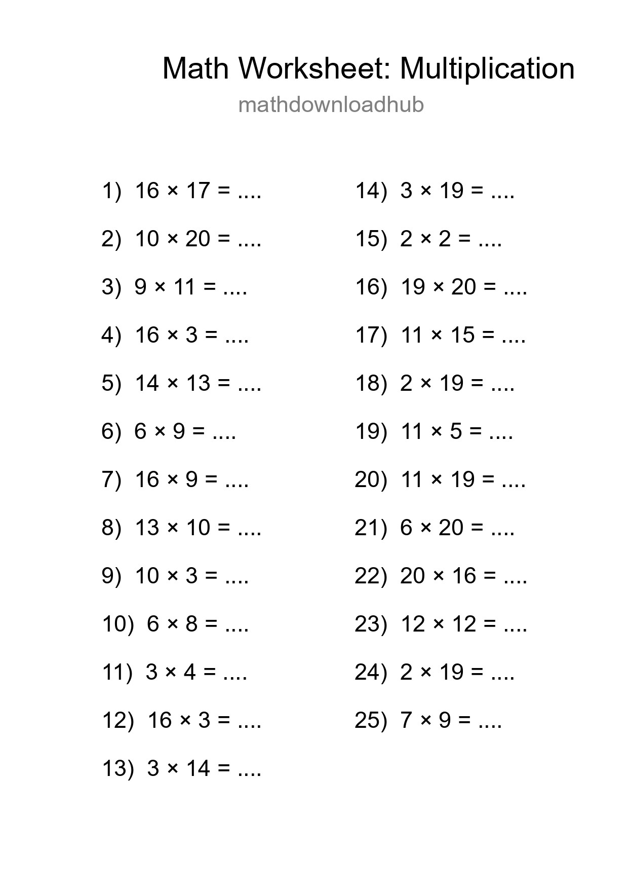 Free 25 Multiplication Math Worksheet For Grade 2 With Answers - Part 18
