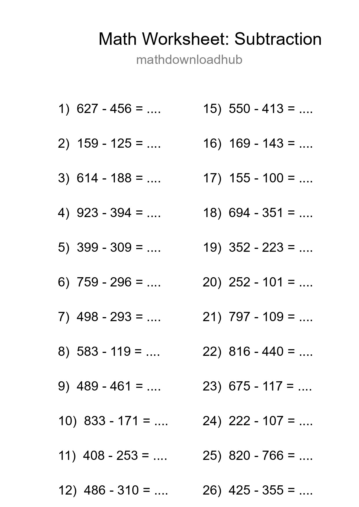 Free 27 Subtraction Math Worksheet For Grade 5 With Answers - Part 107