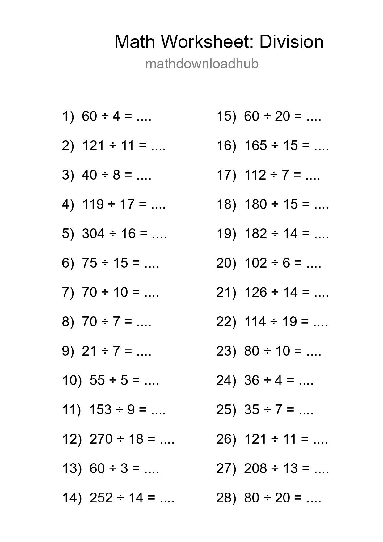 Free 28 Division Math Worksheet For Grade 2 With Answers - Part 169