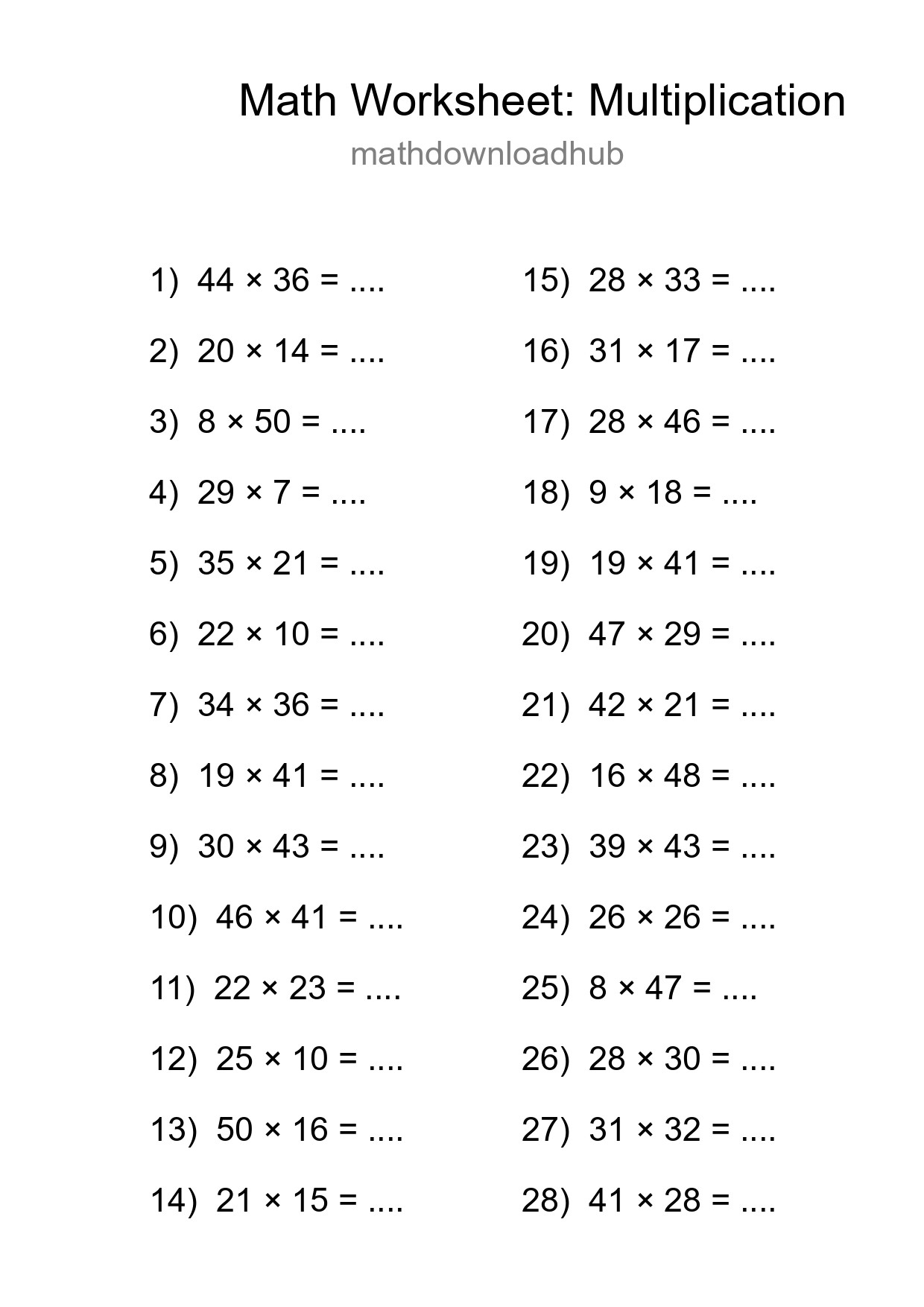 Free 28 Multiplication Math Worksheet For Grade 2 With Answers - Part 172
