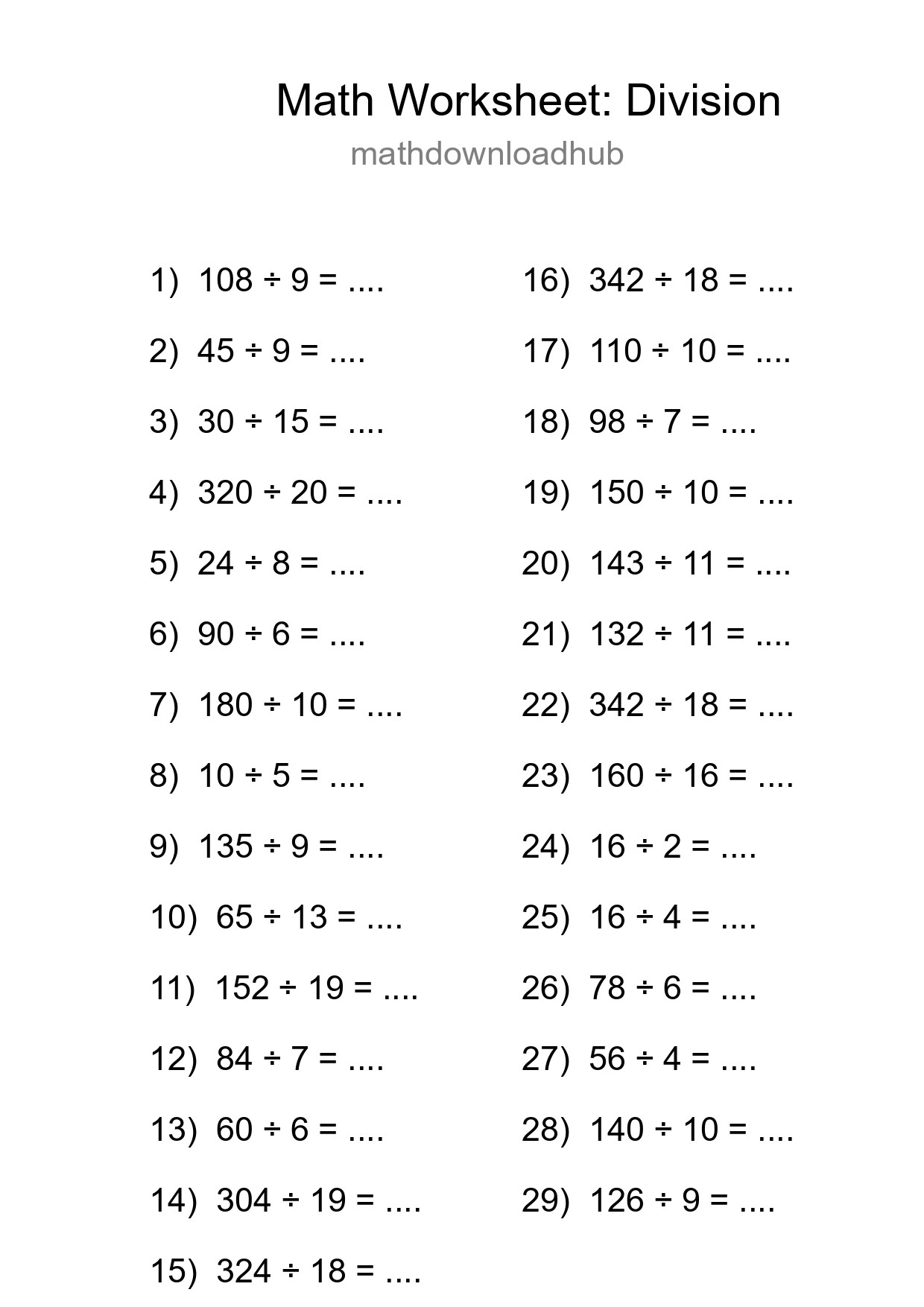 Free 29 Division Math Worksheet For Grade 2 With Answers - Part 37