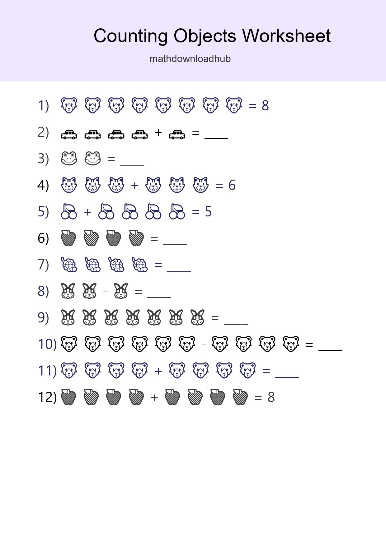 Free Counting Objects Worksheet For Kindergarten - Part 14