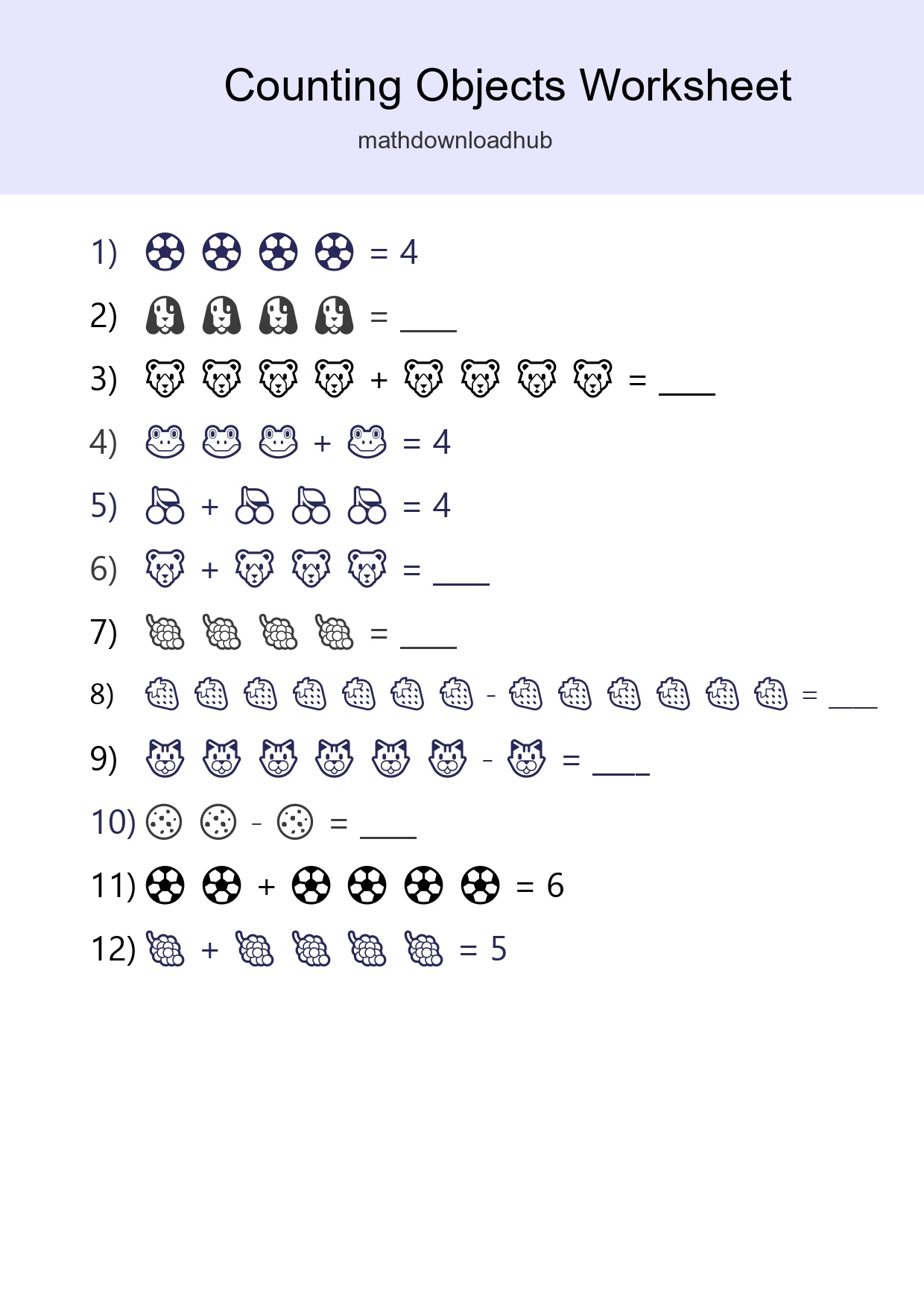 Free Counting Objects Worksheet For Kindergarten - Part 190