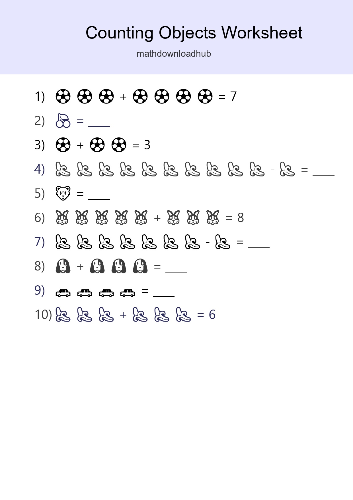 Free Counting Objects Worksheet For Kindergarten - Part 69