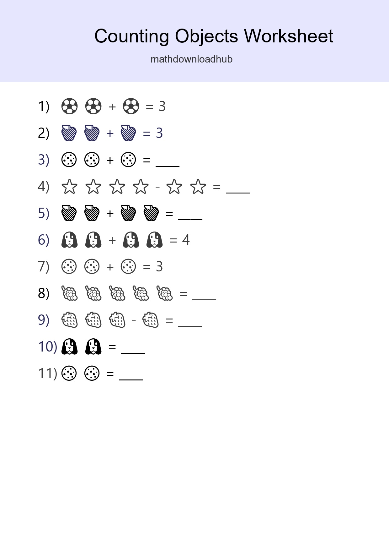Free Counting Objects Worksheet For Pre-K Printable - Part 102