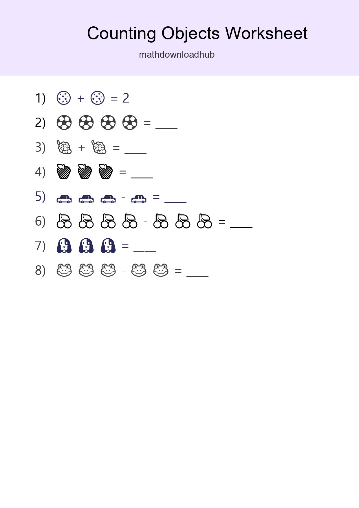 Free Counting Objects Worksheet For Pre-K Printable - Part 36
