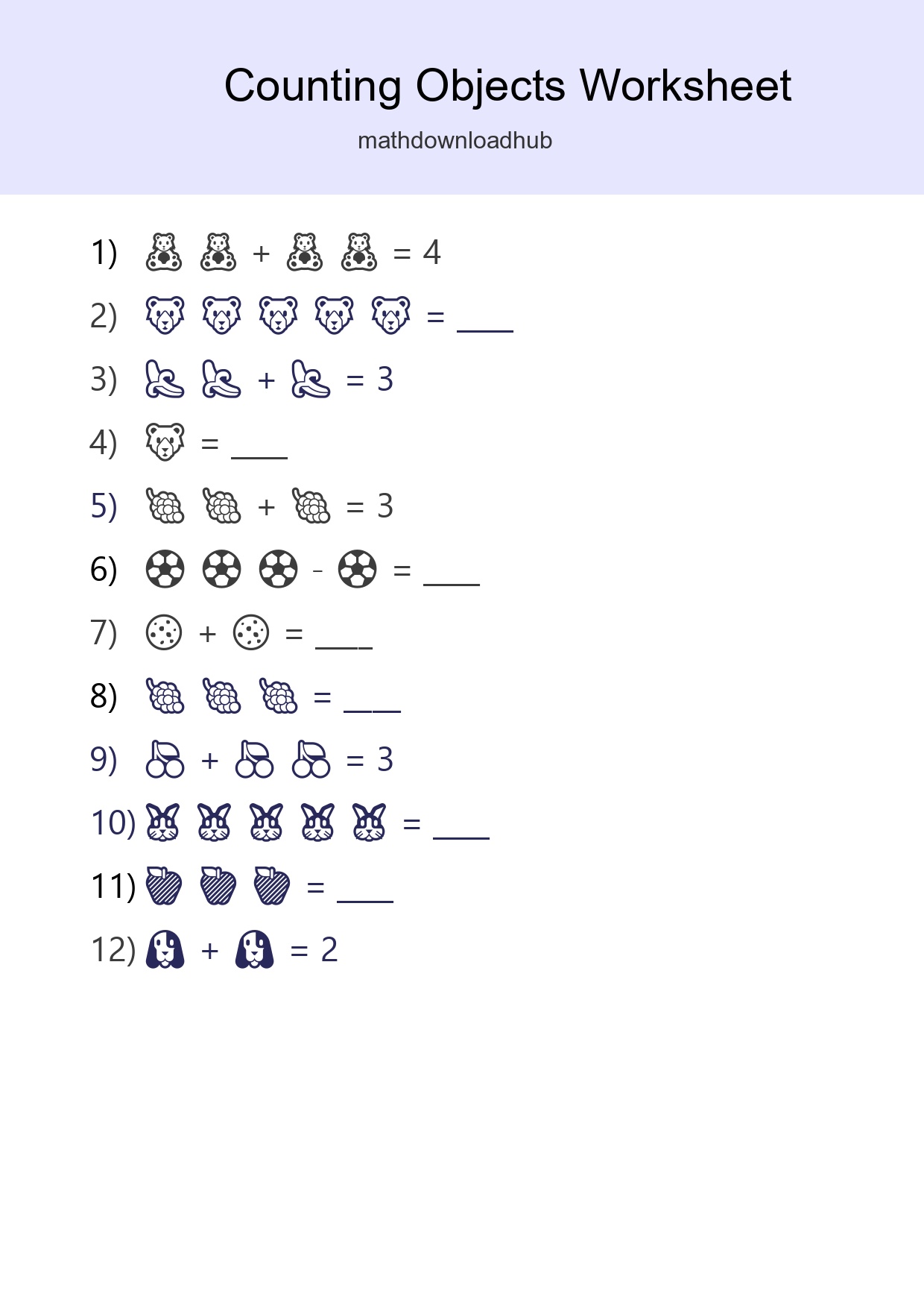 Free Counting Objects Worksheet For Pre-K Printable - Part 91