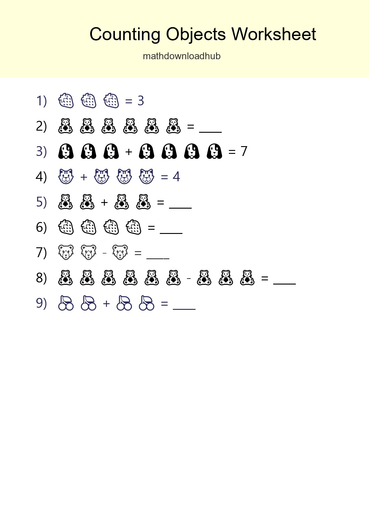 Kindergarten Count The Objects Worksheet - Part 113