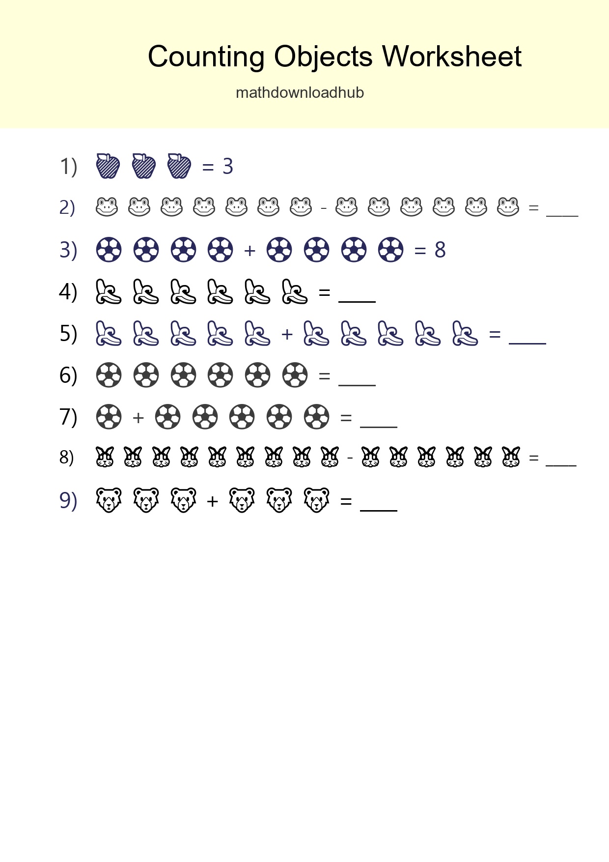 Kindergarten Count The Objects Worksheet - Part 234