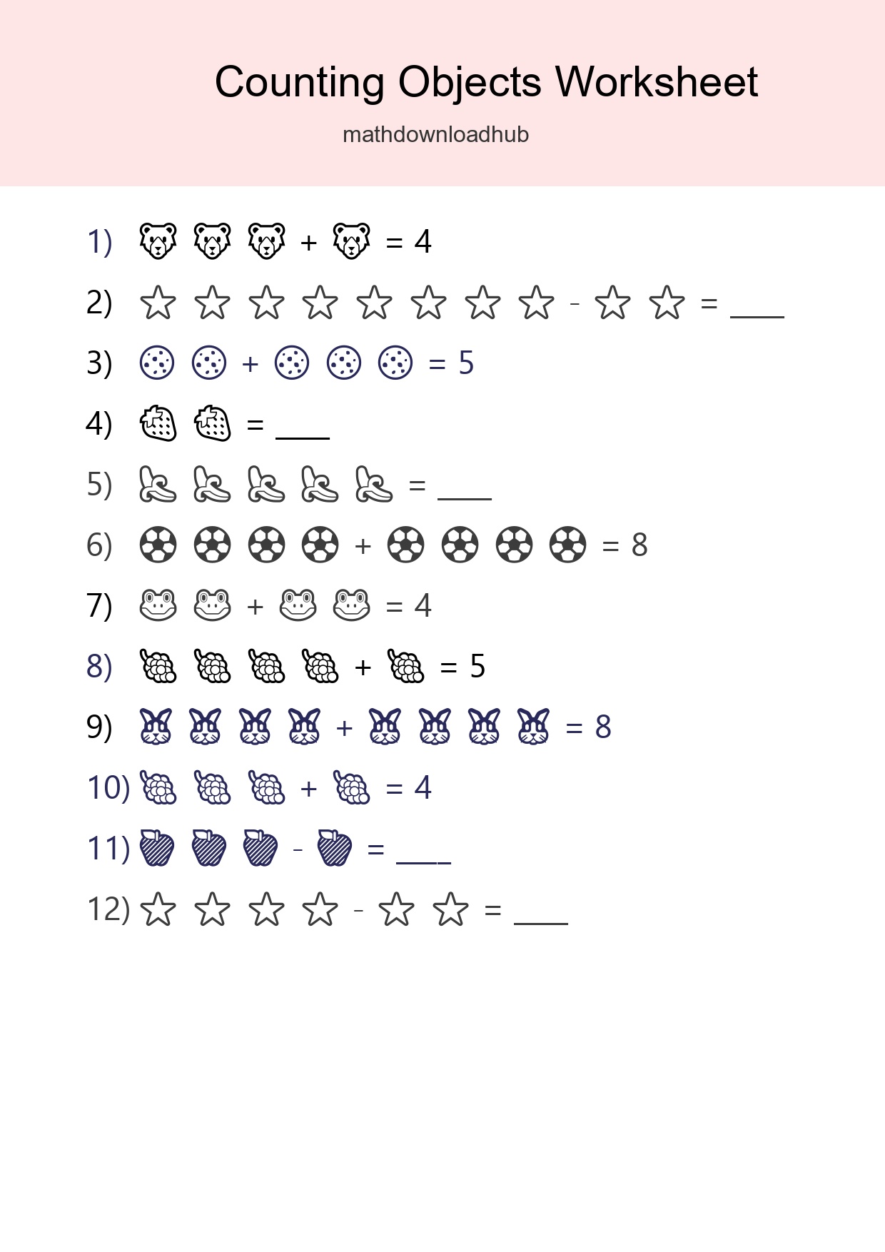 Kindergarten Count The Objects Worksheet - Part 245