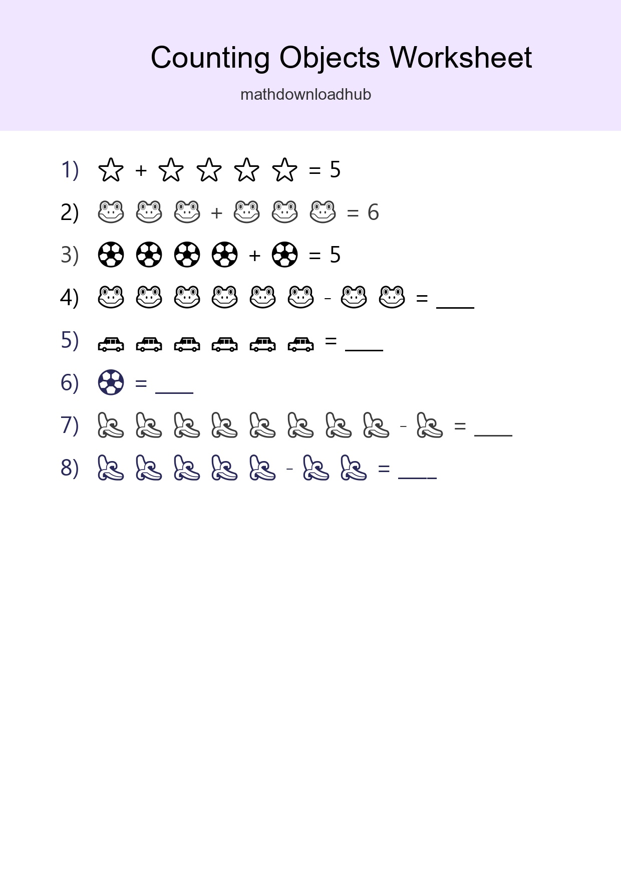 Kindergarten Count The Objects Worksheet - Part 3
