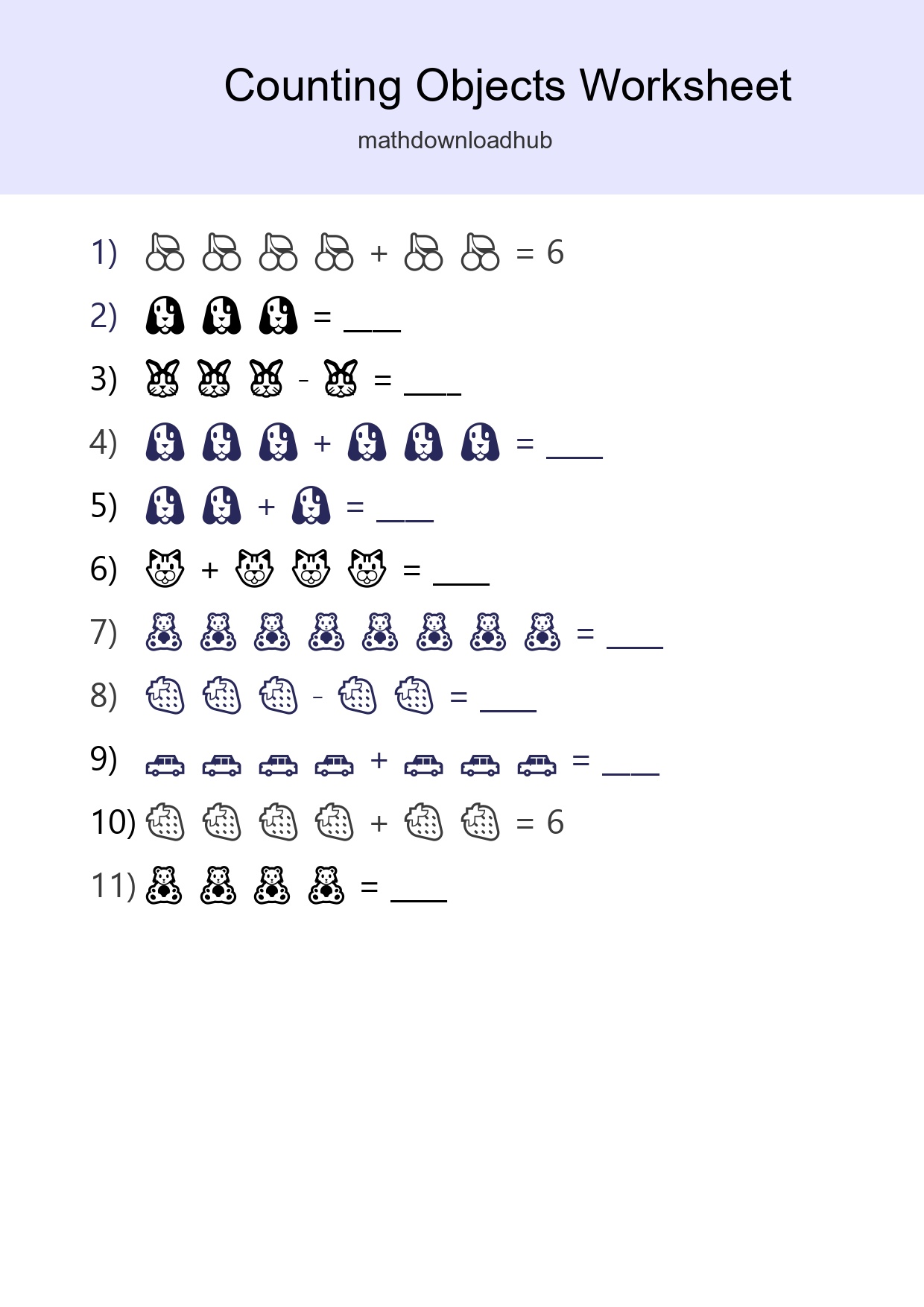 Kindergarten Count The Objects Worksheet - Part 300