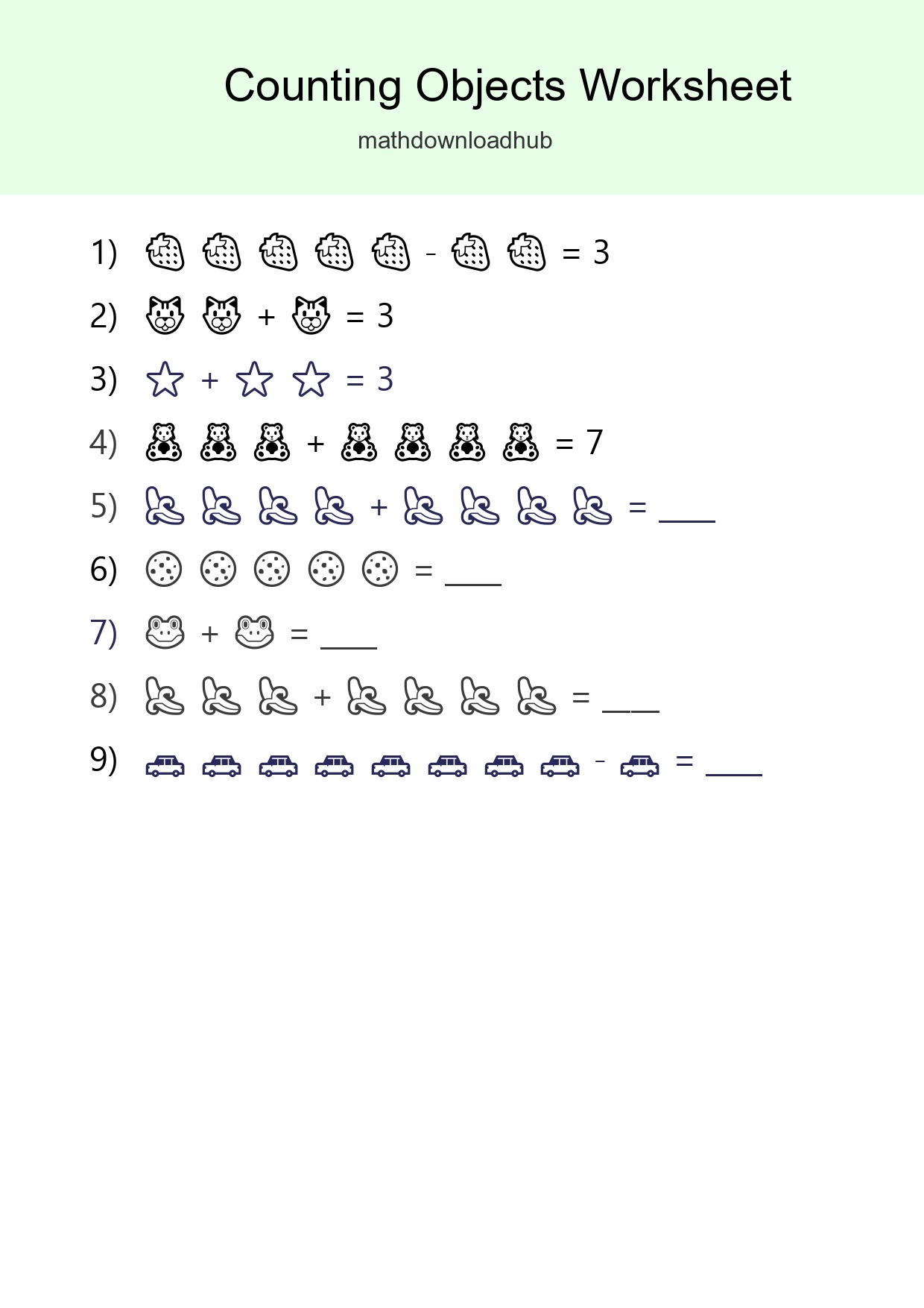 Kindergarten Count The Objects Worksheet - Part 47