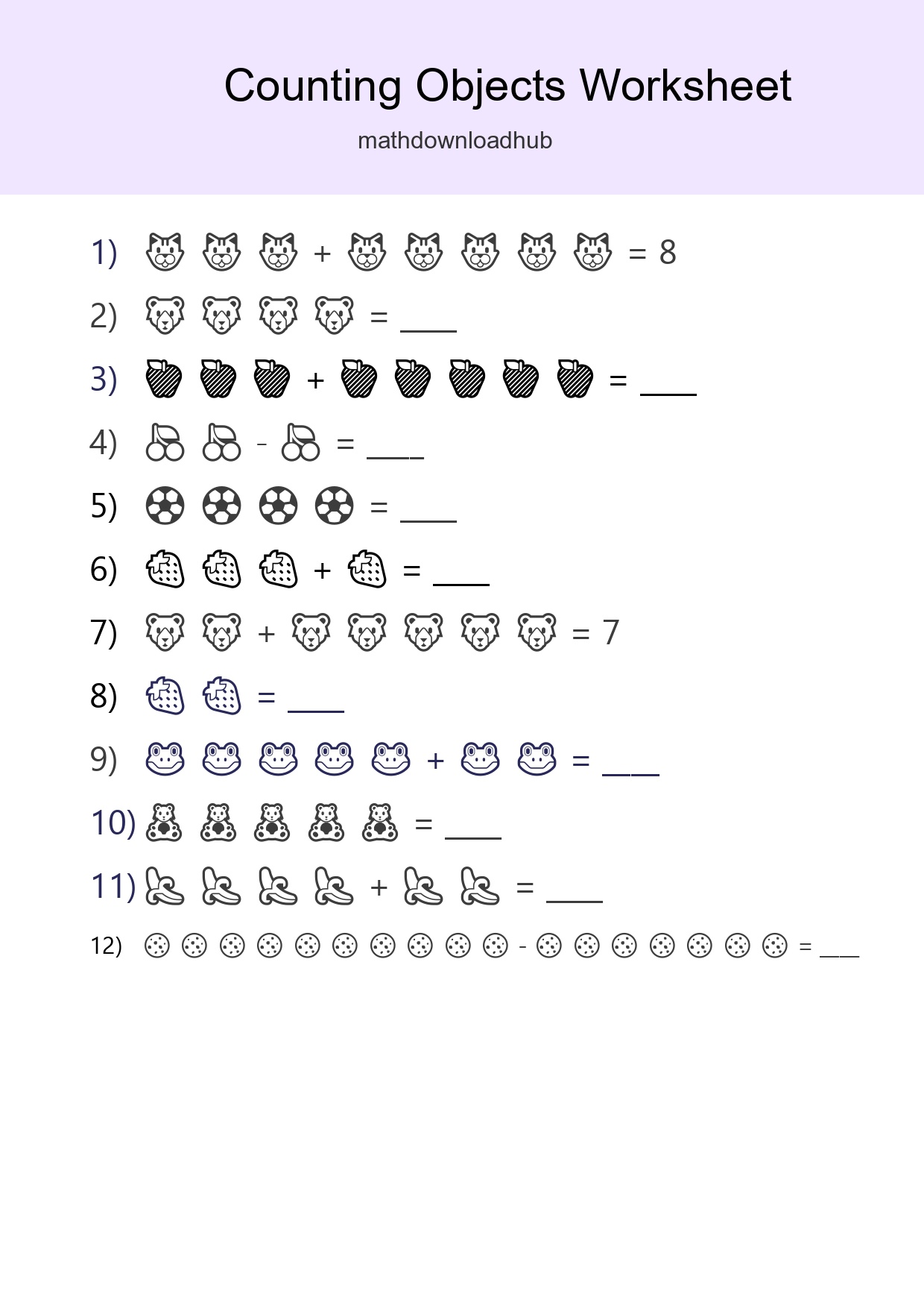 Learn Counting With Pictures Worksheet (Kindergarten) - Part 179