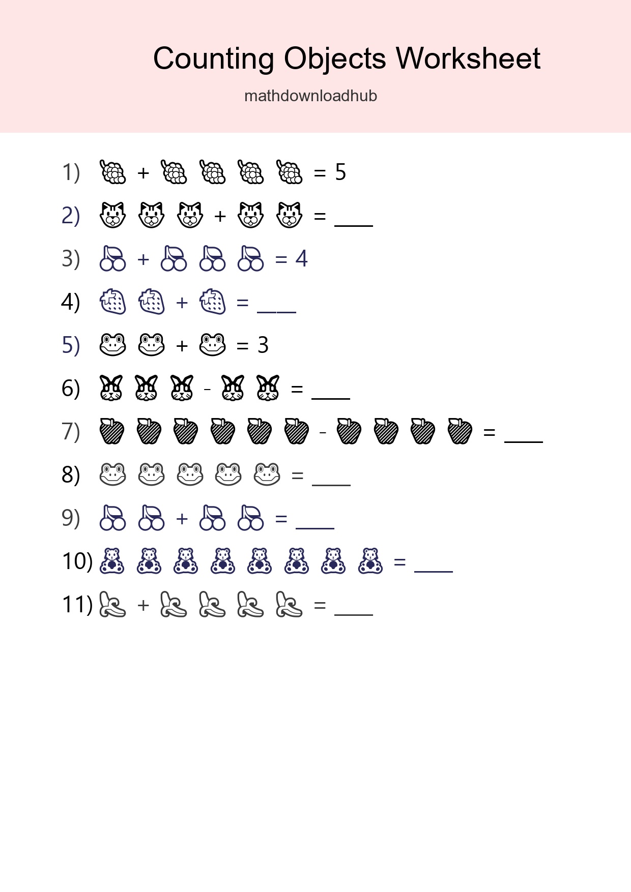 Learn Counting With Pictures Worksheet (Kindergarten) - Part 25