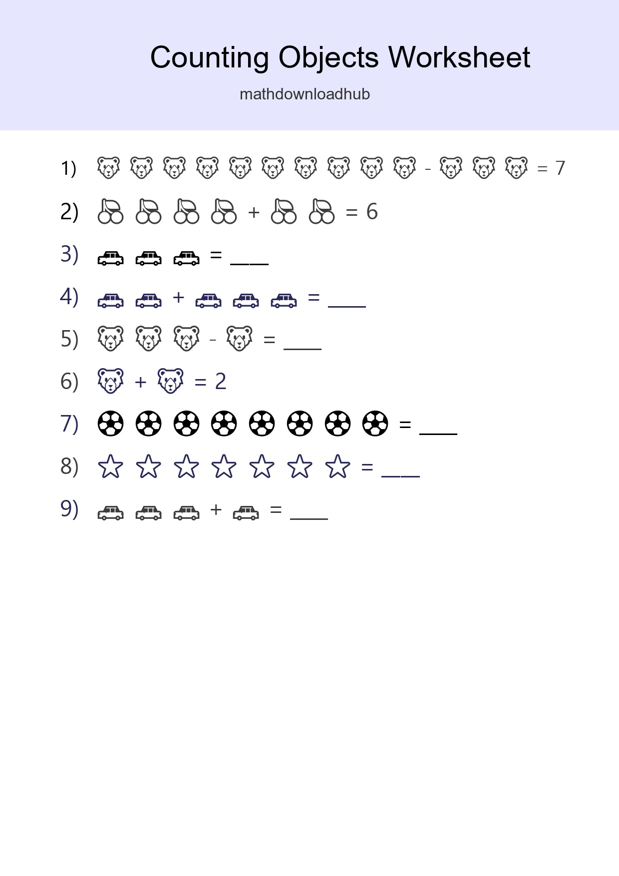 Learn Counting With Pictures Worksheet (Kindergarten) - Part 289