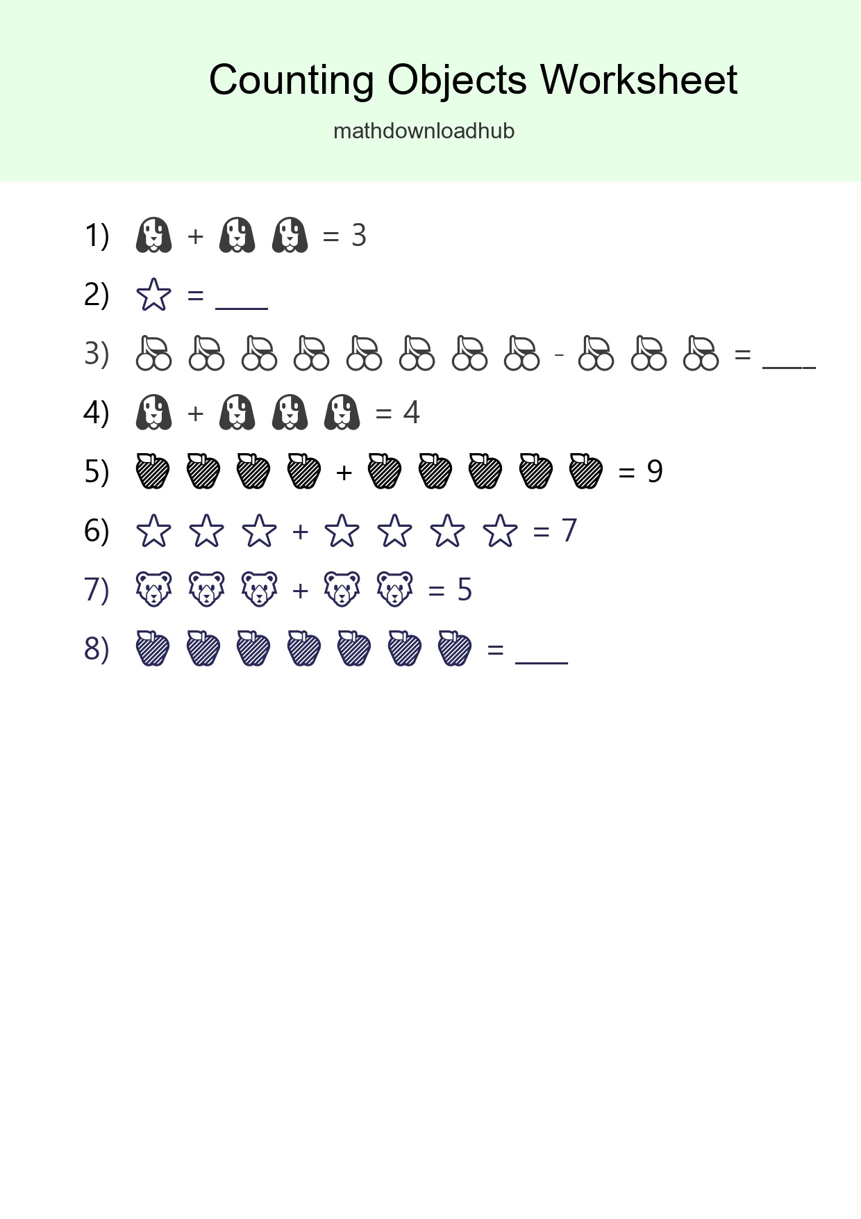 Learn Counting With Pictures Worksheet (Kindergarten) - Part 80